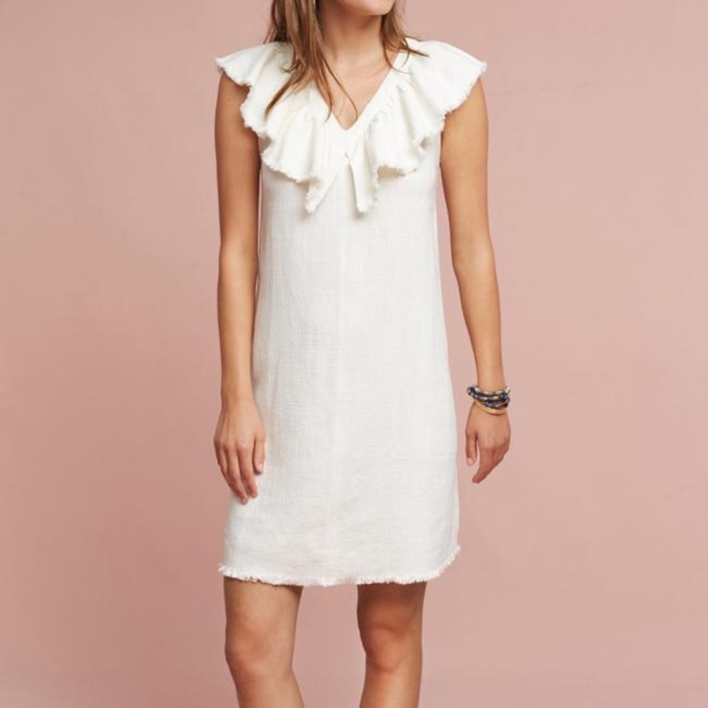 Anthropologie White Linen Tunic Dress